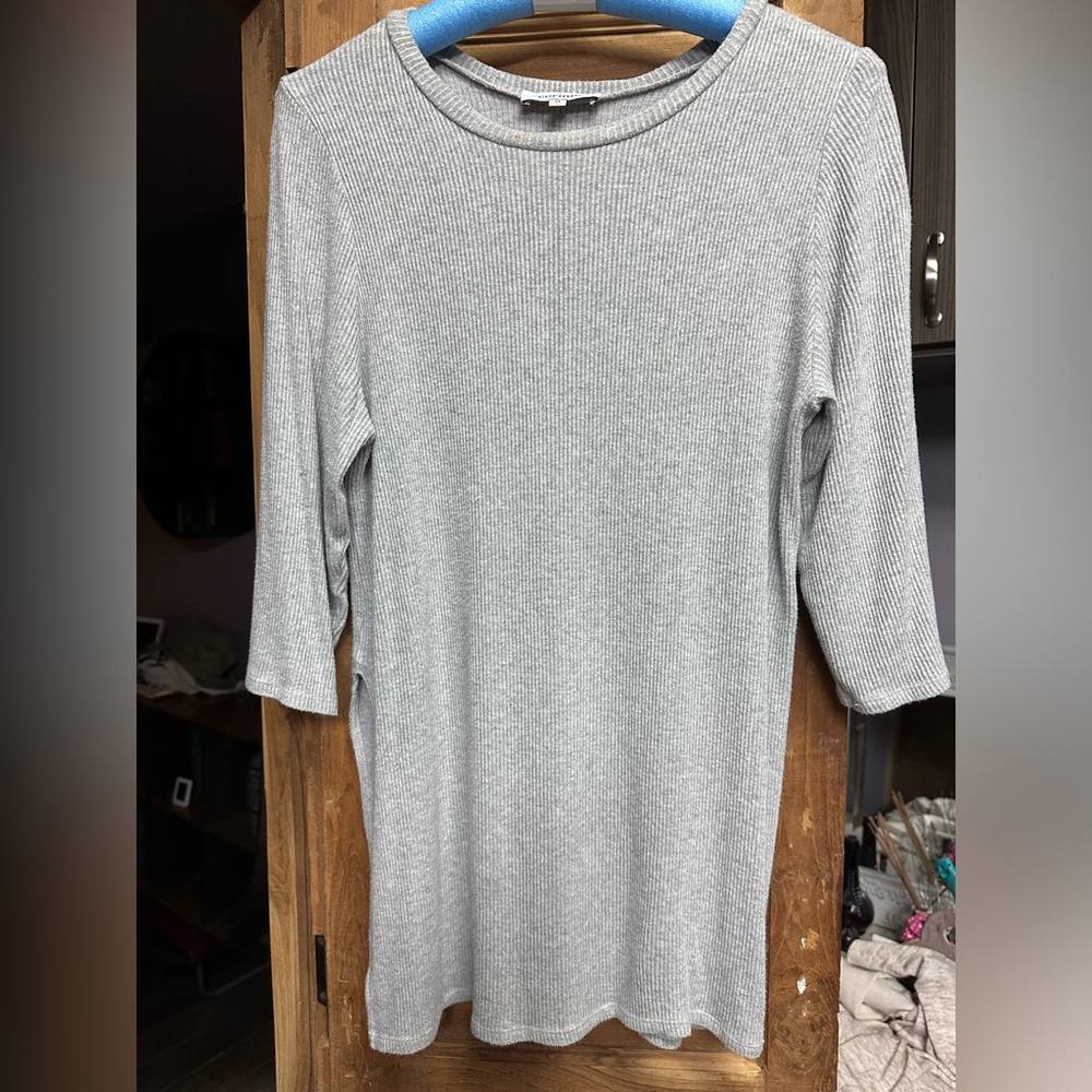 Grey waffle knit medium tunic super soft Corrine